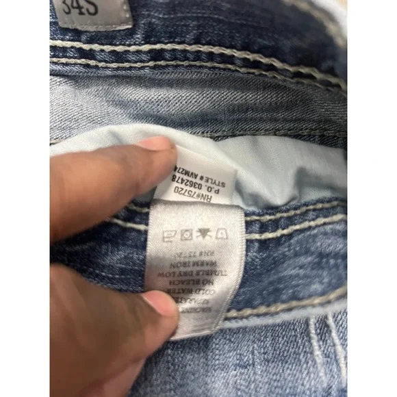 Buckle BKE Denim Straight Carter Jeans Men's Blue Denim Stretch Zip Fly - 34S - Picture 6 of 14